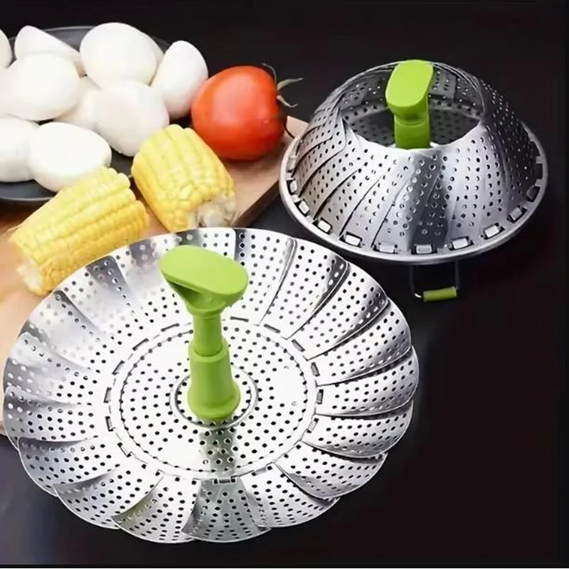 1pc Stainless Steel Lotus Steaming Tray Folding Food Steamer Vegetable Fruit Food Basket Mesh Steamer Rack Cooking Cookware