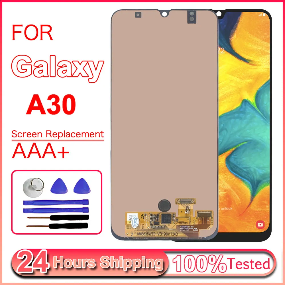 Nueva Pantalla LCD para Samsung Galaxy A30, Reemplazo de Digitalizador de Pantalla Táctil con Marco para Samsung Galaxy A30