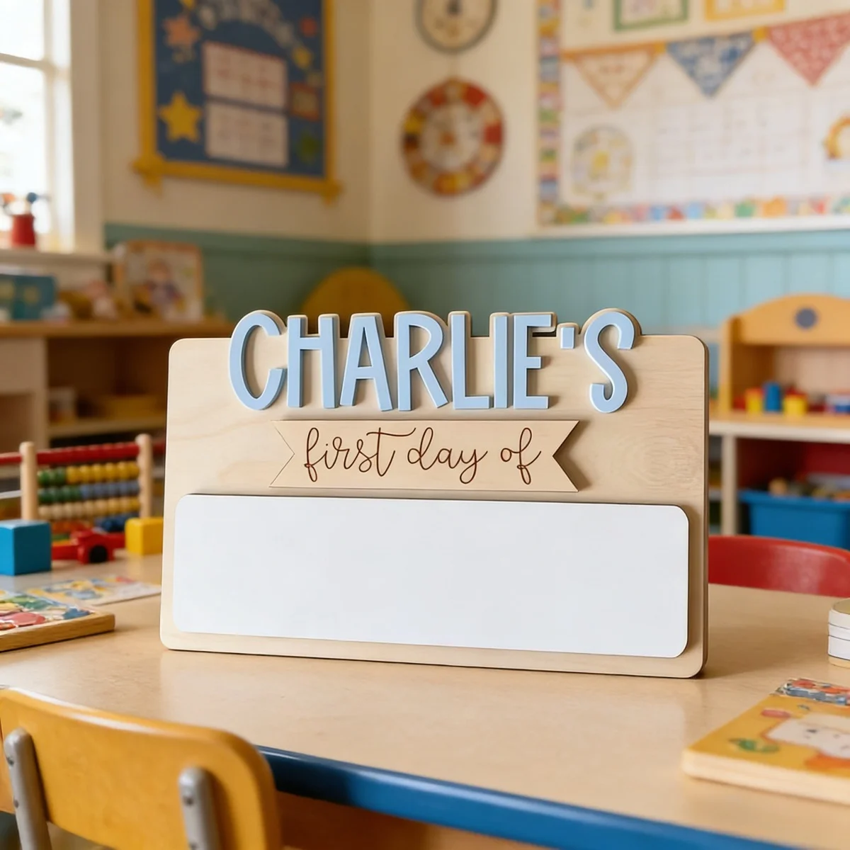1Pc Custom First and Last Day of School Wooden Name Plaque,Home Bedroom Wall Door Decor,DIY Paintable,Birthday Wedding Gift
