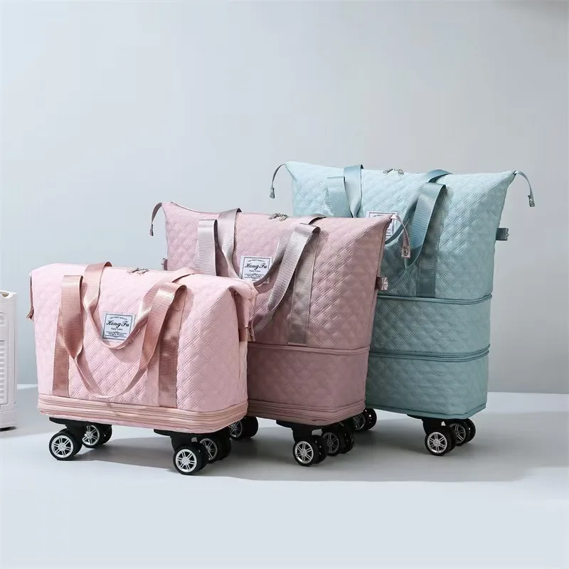 

Легкая дорожная сумка для фитнеса с разделением на влажные и сухие отделения, из оксфордской ткани, с универсальными колесами, большой вместимости, для хранения вещей.