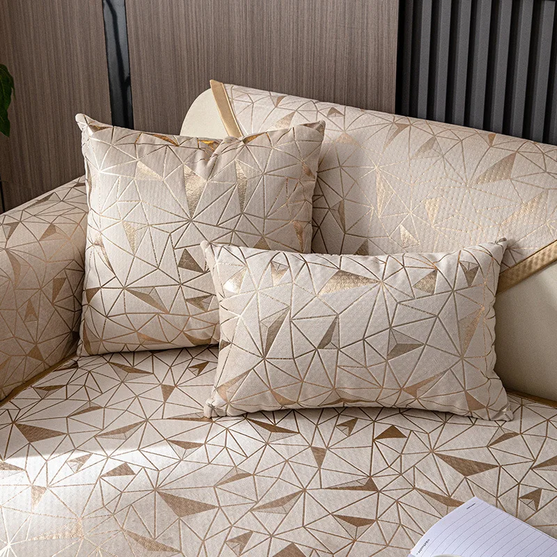 Light Luxury Style Sofa Cushion High-end Chenille Bronzing Craft Cushion Four Seasons Universal Non-slip Sofa Cover view 4