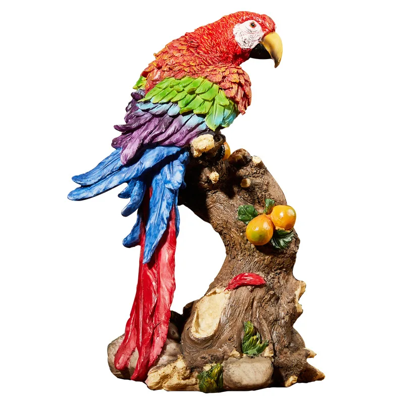 Resin Handicrafts Simulation Animal Sculpture Colorful Parrot Ornaments Macaw Bird Statue Decorative Figurines Home Decoration