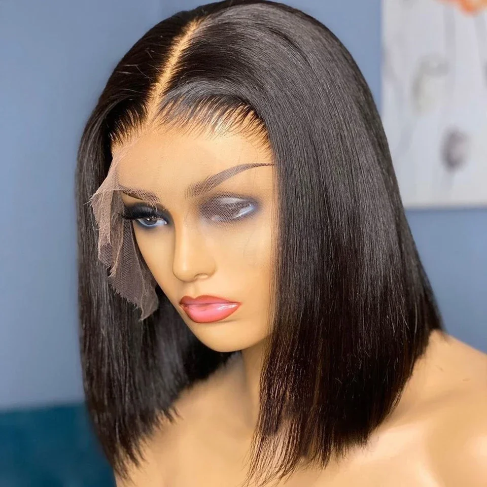 Peruca brasileira com fecho frontal de renda para mulher, cabelos lisos, sem glueless, 4x4, 5x5, à venda