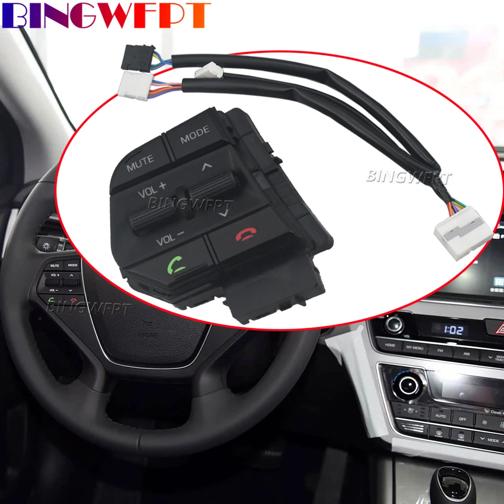 

With Backlight Car Steering Wheel Volume Telephone Button Cruise Control Switch With Wire For Hyundai Sonata 9 2.4L 2015-2017