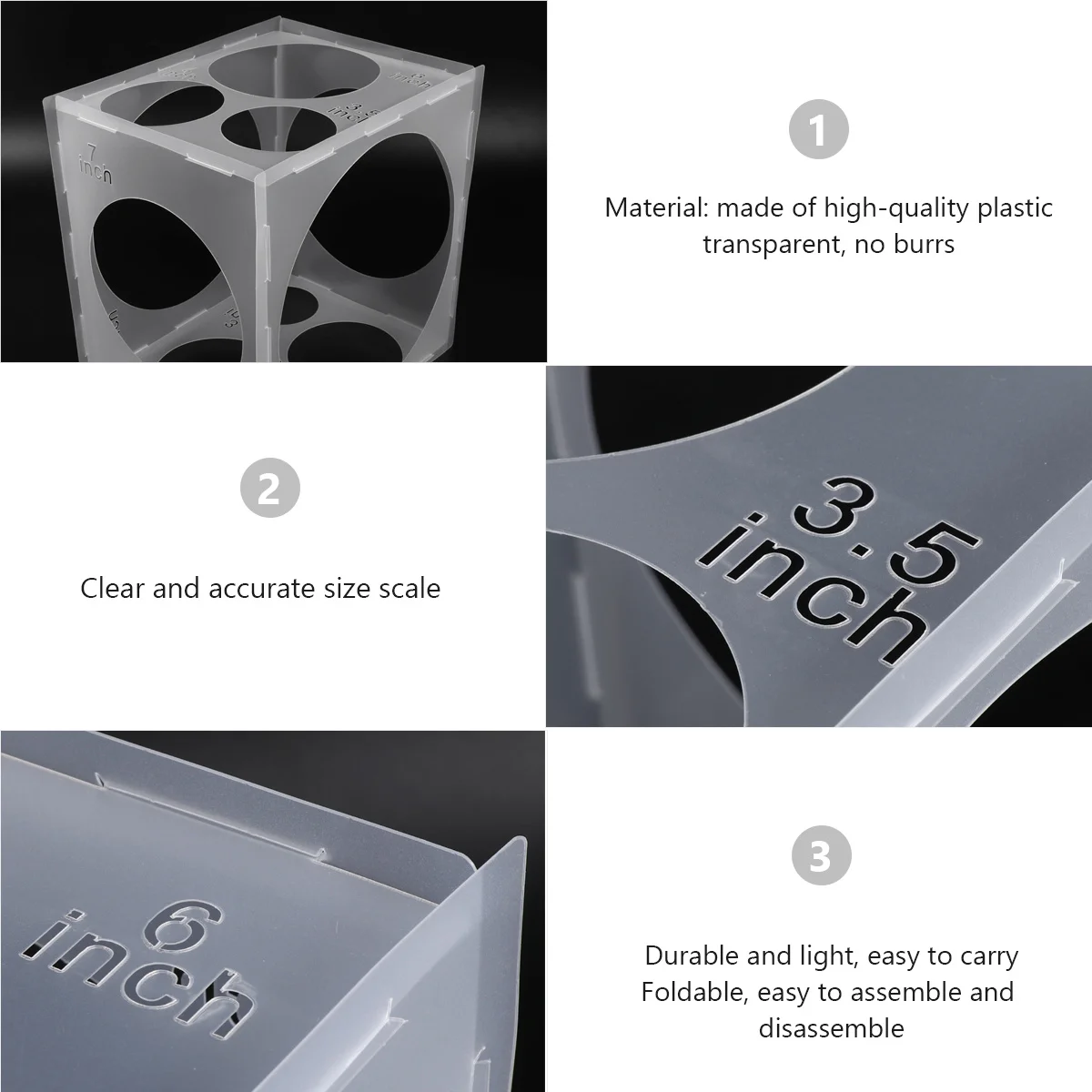 

1Pcs Balloon Size Measuring Holes High Quality Transparent Plastic Sizer for Professional Party Balloon Arch Column