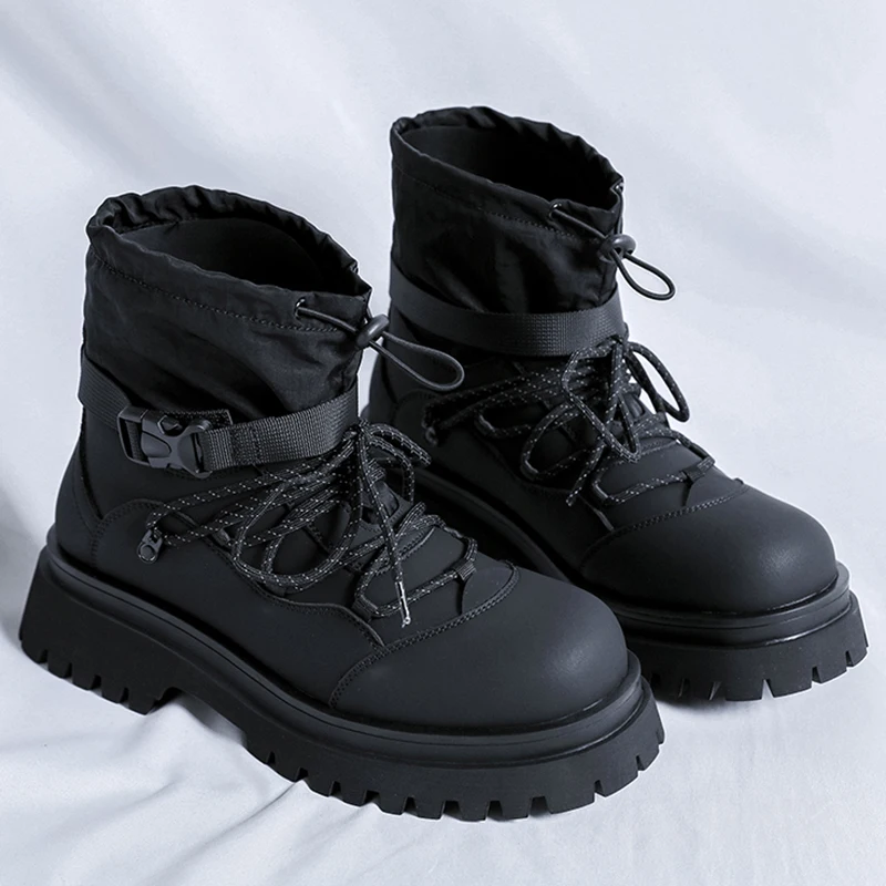 

High Quality Mens Platform Boots for Men Fad Personalized Design Ankle Boots Outdoor Comfortable Casual Lace Up Sneakers for Man