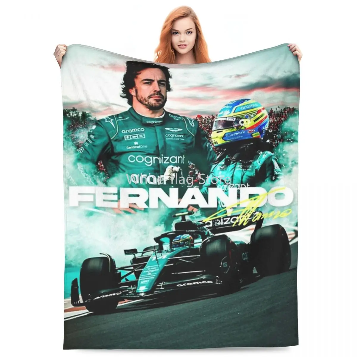 

Vintage Fernando Alonso Poster Blankets Velvet Print Cozy Super Warm Throw Blankets for Home Outdoor Bedspreads