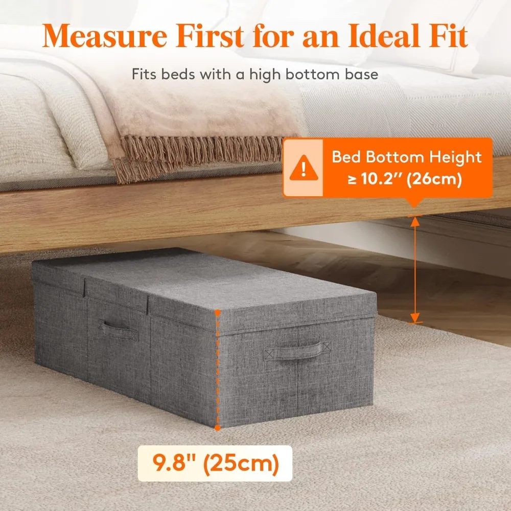 

80L Under Bed Storage Containers, 9.8 Inch Tall Underbed Clothes Storage Organizer Bin with Sturdy Sidewalls, Bottom, 3 Lids