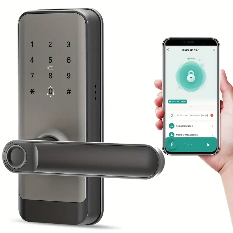 Smart Door Lock com alça, impressão digital Door Lock, entrada sem chave, teclado digital, Deadbolt