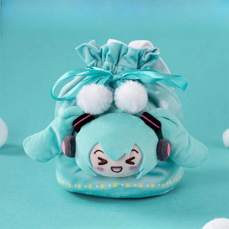 

Anime Storage Cosmetic Bag Hatsune Miku Squint Eye Kawaii Portable Plush Drawstring Bag Cute Cosplay Gifts for Girl