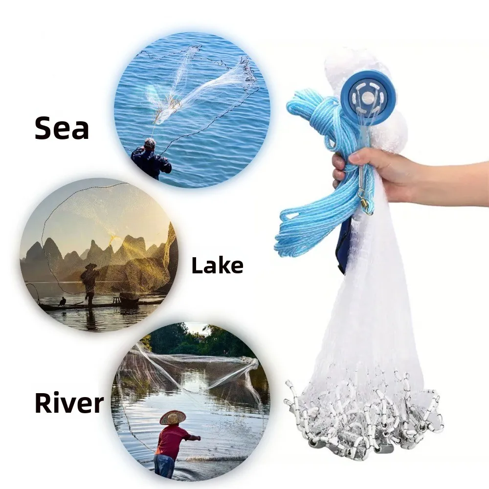 no-circle-american-style-fishnet-hand-cast-flexible-swivel-fishing-net-steel-sinker-1-finger-grid-cast-fish-net
