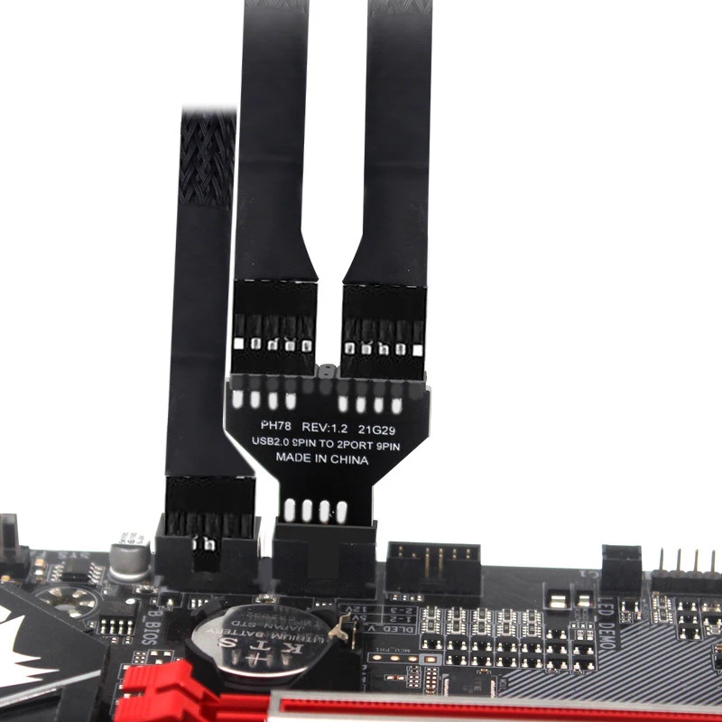 Fan Splitter USB 2.0 1 To 2 Port 9 Pin Cable Adapter Lamp Fan Motherboard Front Panel Plug Connector