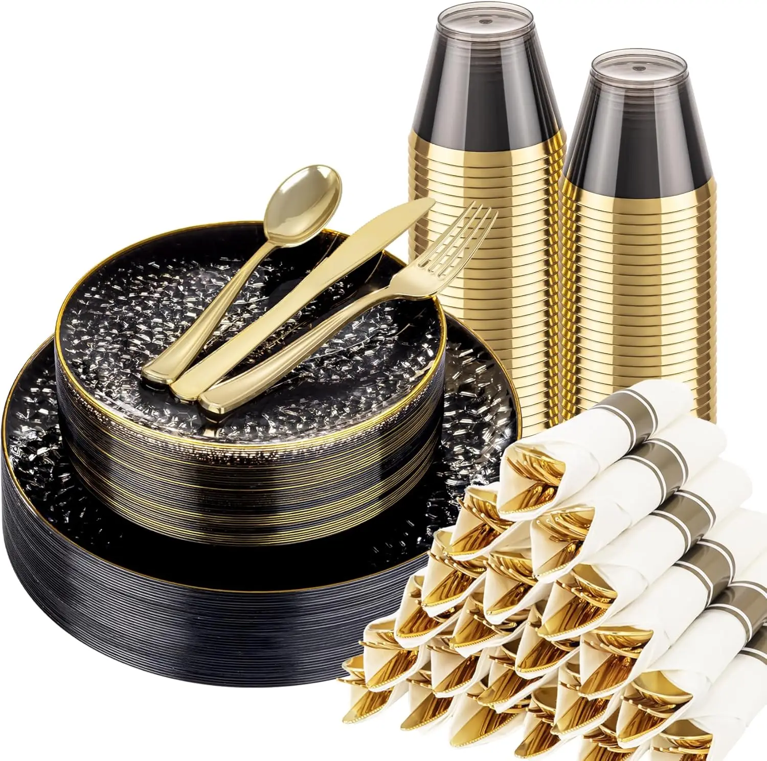 175Pcs Black Gold P…