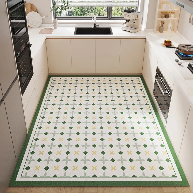 

Kitchen Floor Mat Anti-slip Oil-proof Carpet Wipeable Free-cleaning Rug Pvc Waterproof Leather Foot Mats Alfombra De Cocina