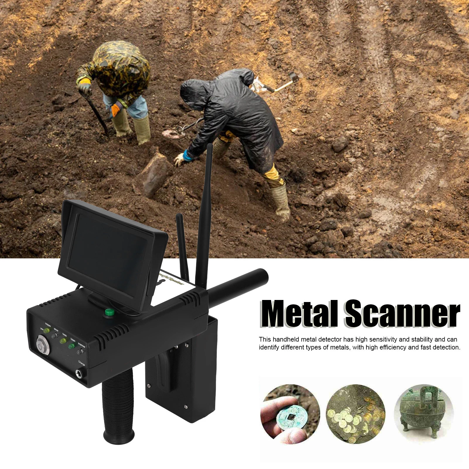 Metal Detector portatile Metal Detector portatile Trasmettitore ad alta precisione Ricevitore Set di scanner per metalli Metal Finder Scanner per metalli
