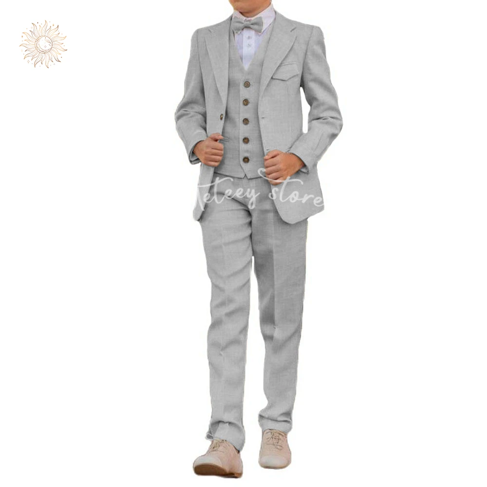 Smoking Slim Fit pour garçons, olympiques de documents solides, smoking de Rhimbibé, mariage formel, GroomTIME, 3 pièces