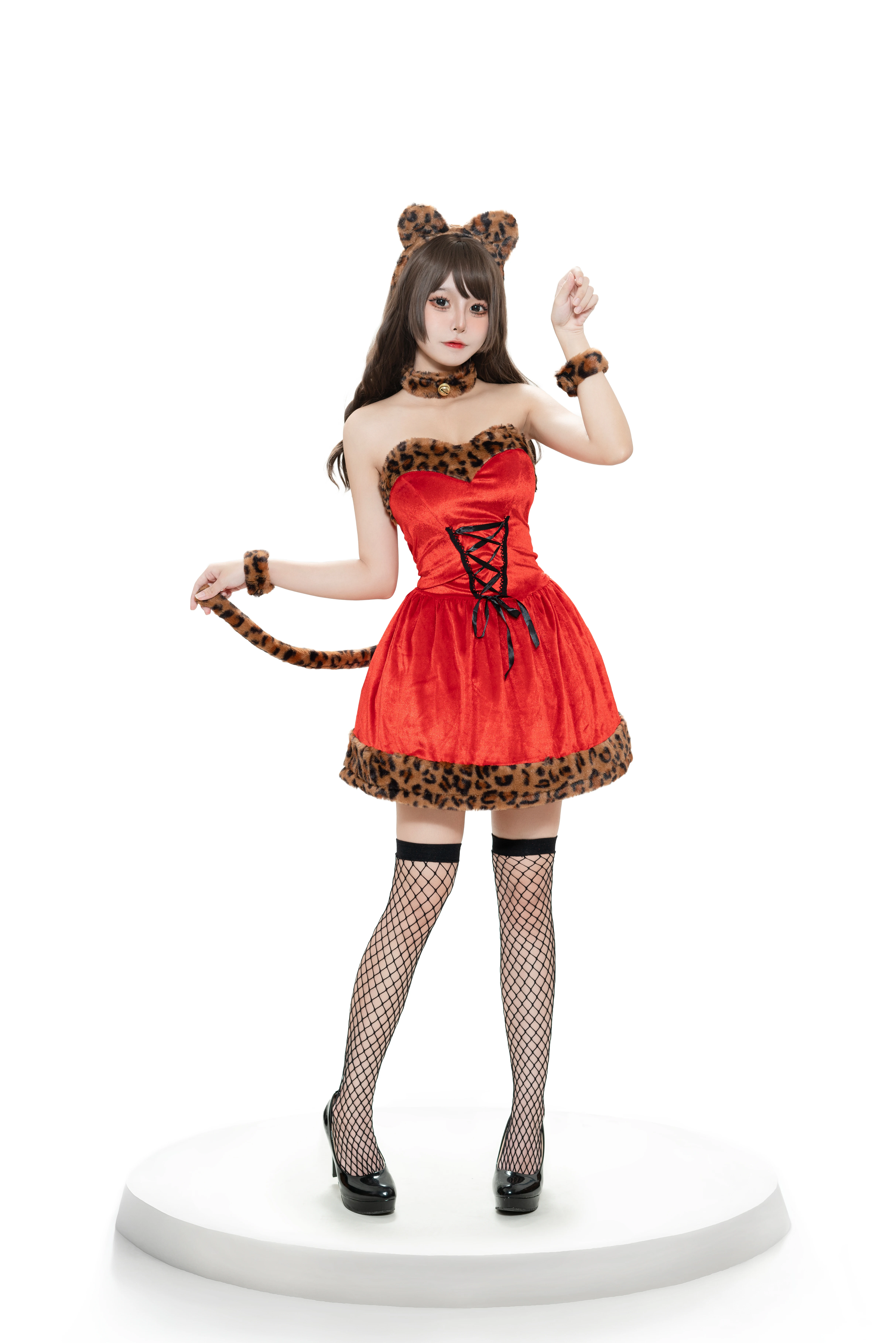 Costumes de Père Noël Sexy Imprimé Léopard pour Femme, Chat, Robe Cosplay, ixde Noël, Trempé