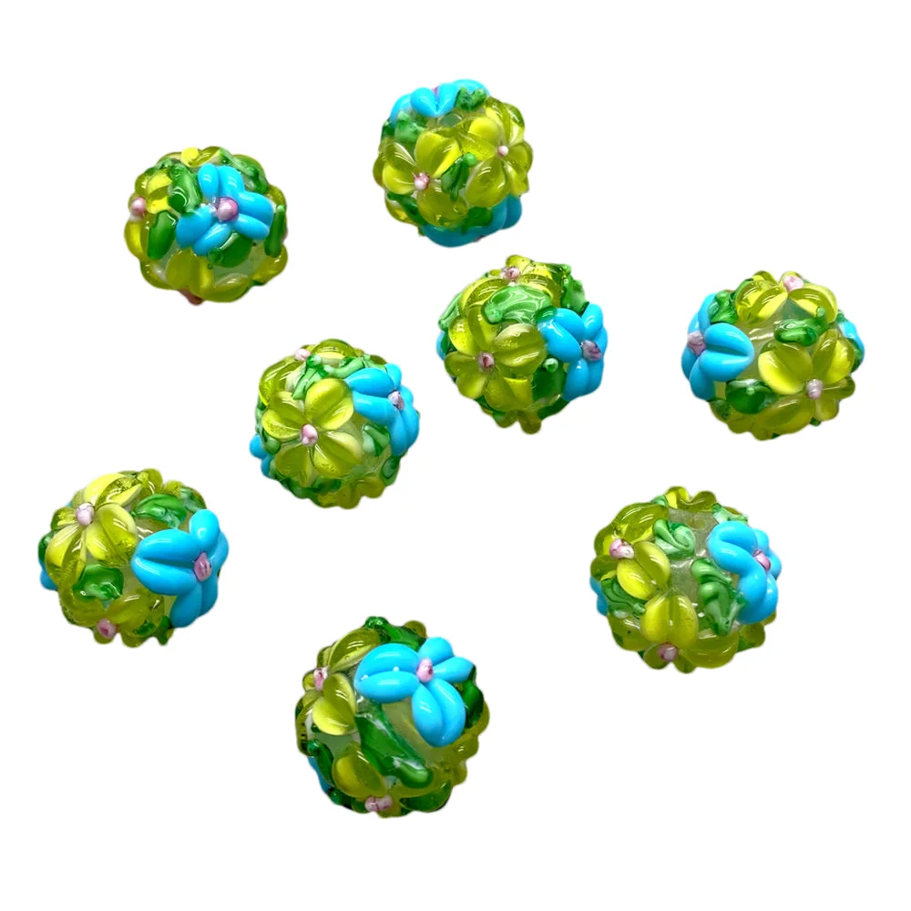 10 PCS Green Murano Glass Flower Connector Spacer Bead for Making Jewelry DIY