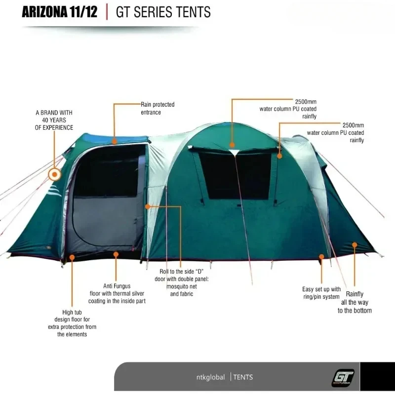 12 Person Tent for Family Camping,100% Waterproof Dome & Breathable Mesh | Outdoor Tent Warm & Cold Weather Family Tent