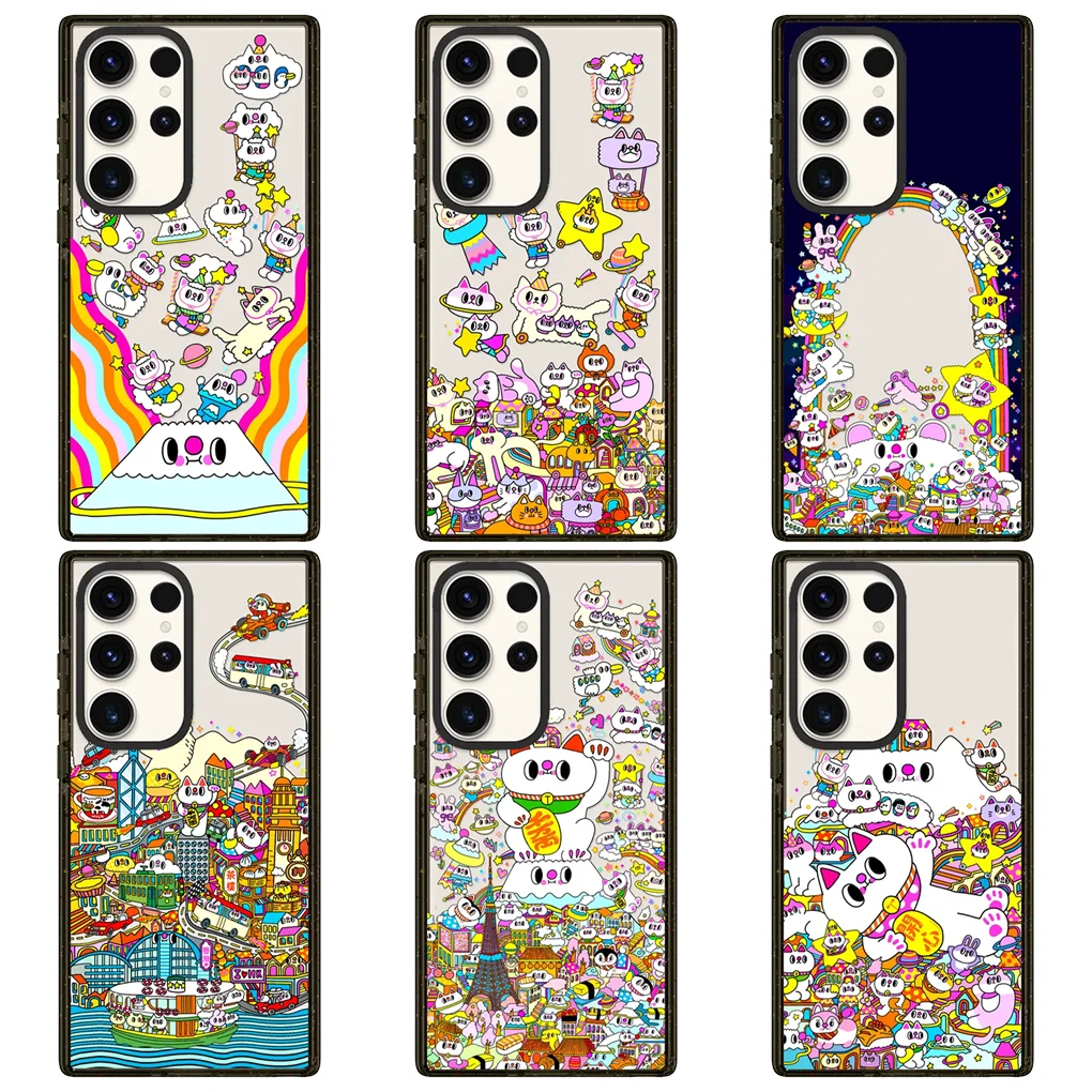 

Fortune Cat Pattern Acrylic Black Border Case for Samsung Galaxy S26 S25 S24 S23 Ultra S26U S24+ S25+ S26 Plus Protective Case
