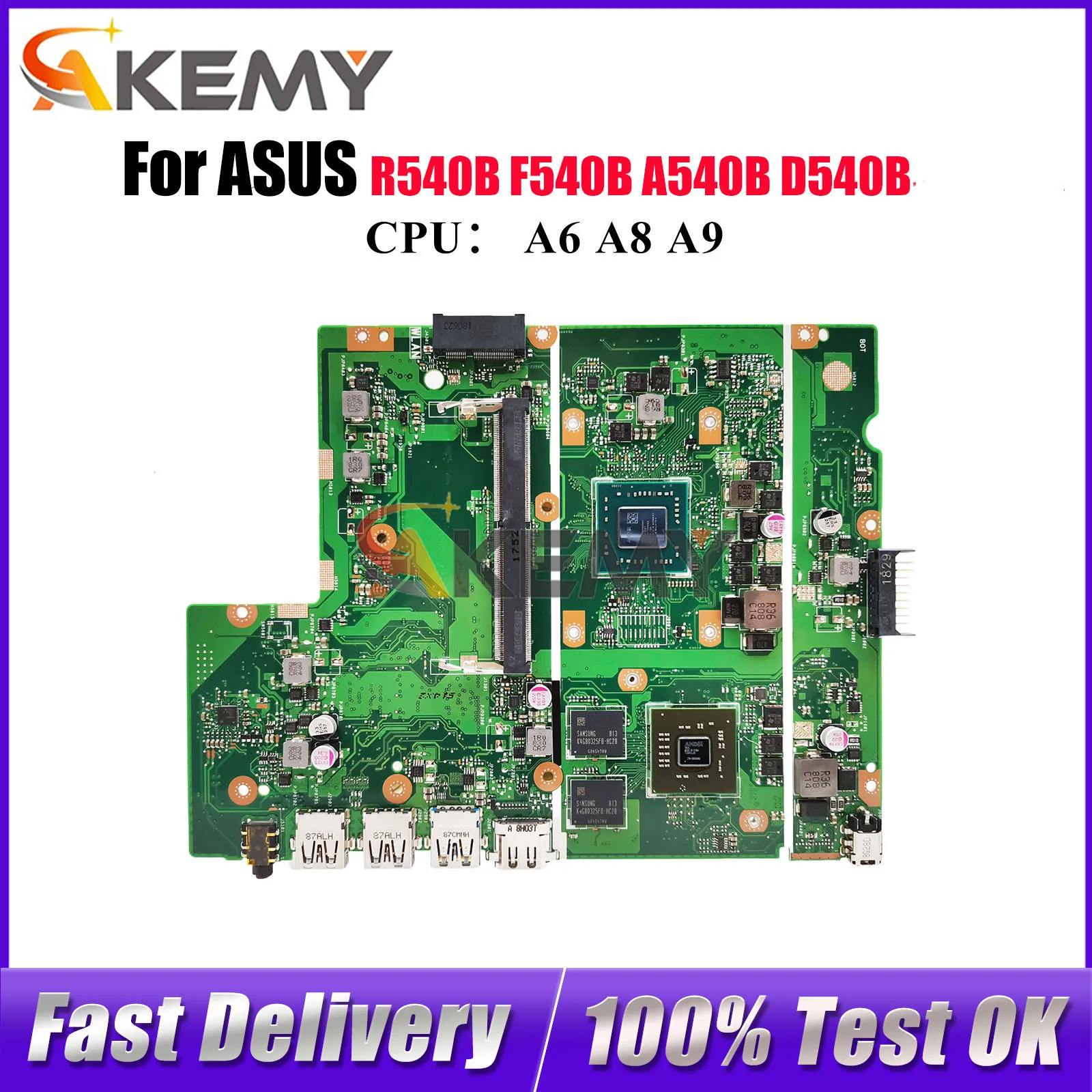 

X540BP Материнская плата для ноутбука ASUS VivoBook D540B A540B X540BP X540B F540B R540B Материнская плата с процессором A6 A8 A9 100% тесты OK stk