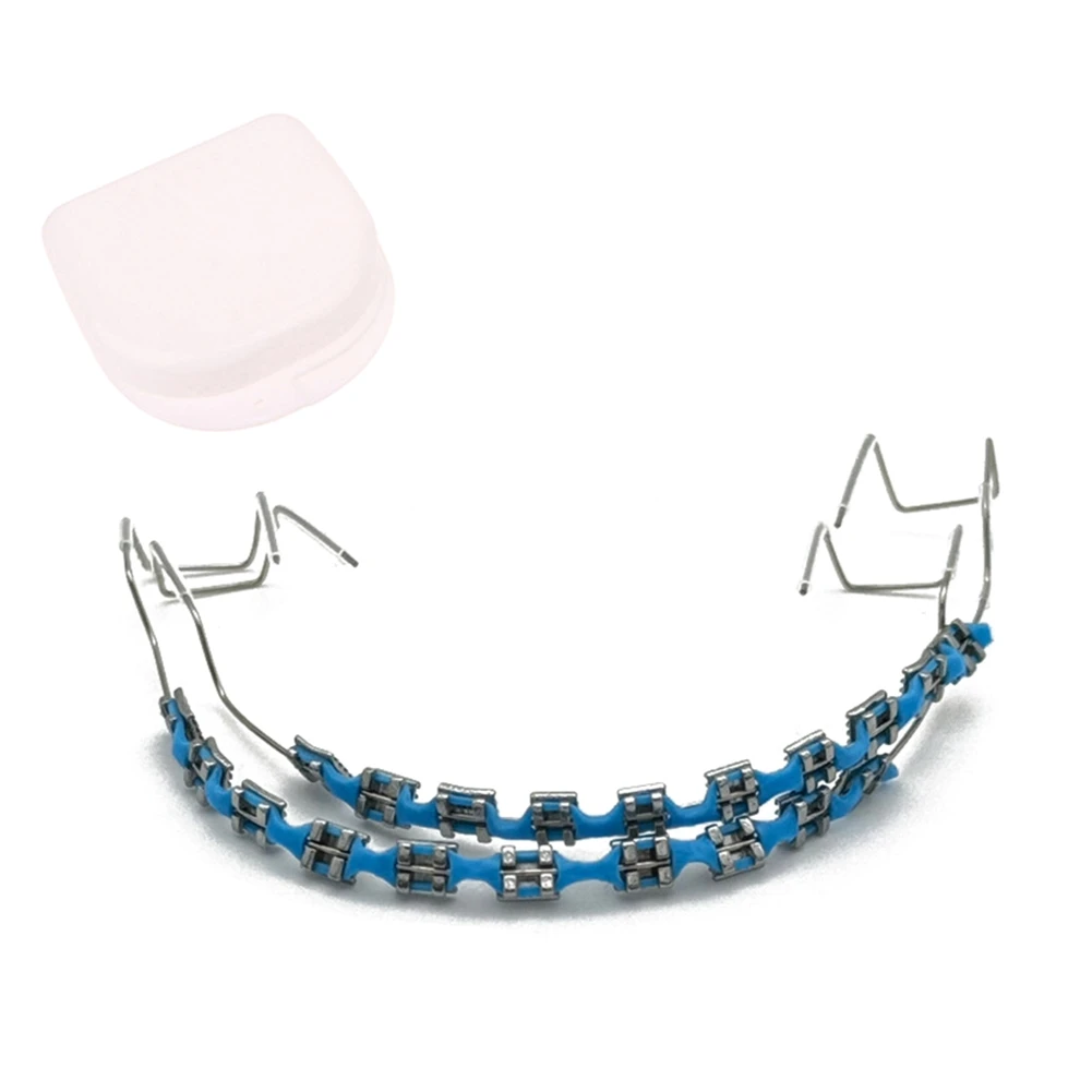 

ABQR 1 Pair Fake Braces Colorful Brackets for Teeth Temporary Metal Wires Bracket Orthodontic Ligature Ties Dental Blue