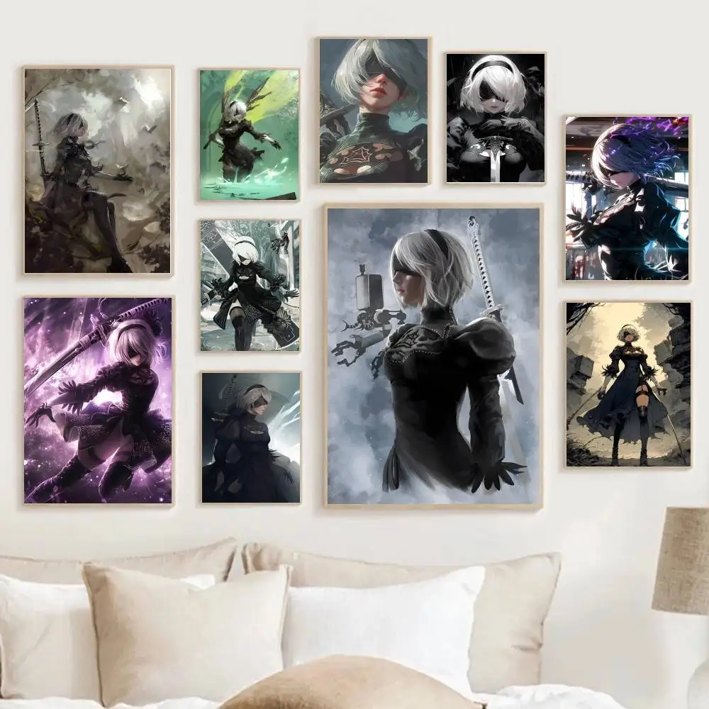 2B - NieR Automata Poster Posters decorative paintings study bedroom bar background wall murals gifts