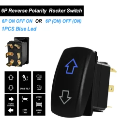 1Pcs 6Pins Dual Blue Led 12V DC DPDT Polarity Reversing Rocker Switch Arrows/High Low For Car Boat Motor ARB Carling Style Part