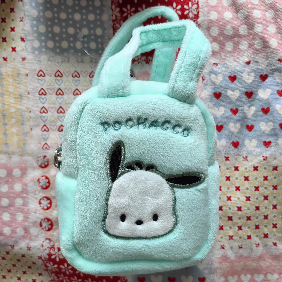 Hello Kitty Kuromi Melody Sanrio Embroidery Pattern Cute Plush Handbag Coin Purse Pendant Portable Storage Bag Birthday Gift view 2