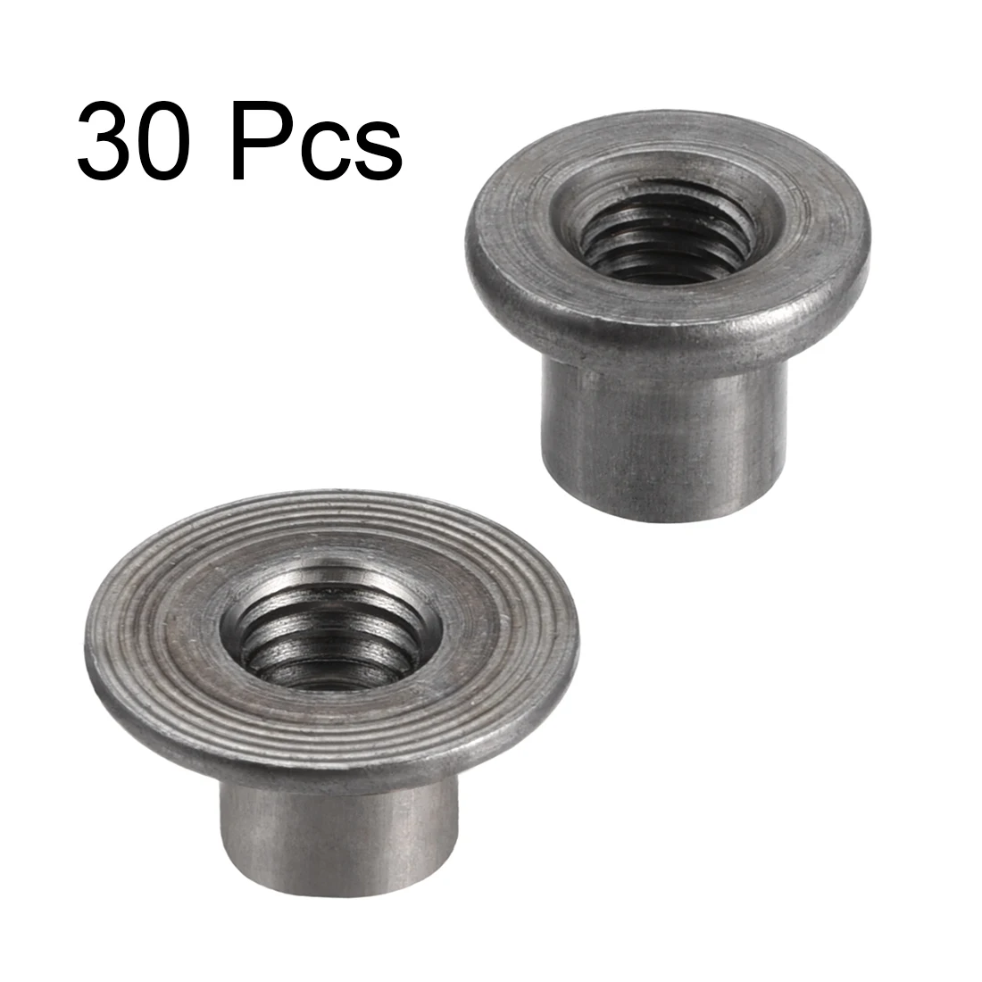 

30Pcs M8 M10 Carbon Steel Round Base Screw In Tee Nut Furniture Connection Welding Nuts Through Hole Flange Insert Female Thread