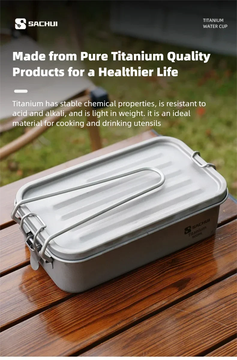 Einschichtige Lunchbox aus reinem Titan für Outdoor-Camping, langlebige, versiegelte Mahlzeitenbox, leichte, tragbare Bento-Box, Lebensmittelbehälter für zu Hause – Detail 3