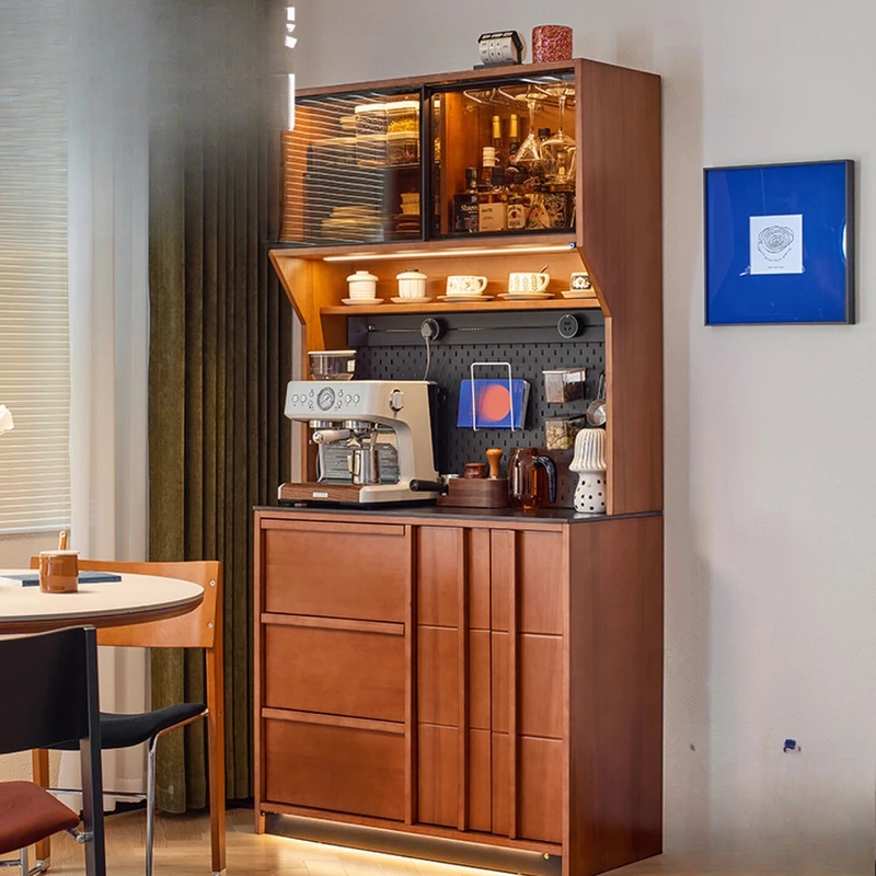 

Living room retro solid wood dining side cabinet integrated storage cabinet against the wall tea cabinet antique household