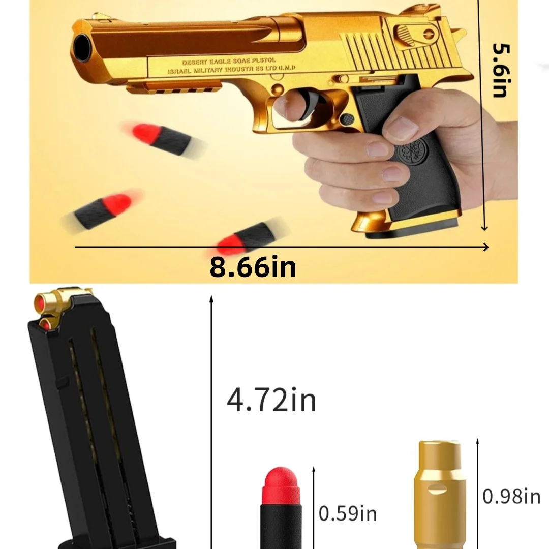 Shell Ejection Desert Eagle Toy Gun Airsoft Pistol Soft Foam Bullet Outdoor CS Weapon for Boys Girls Shooting Game Bitthday Gift