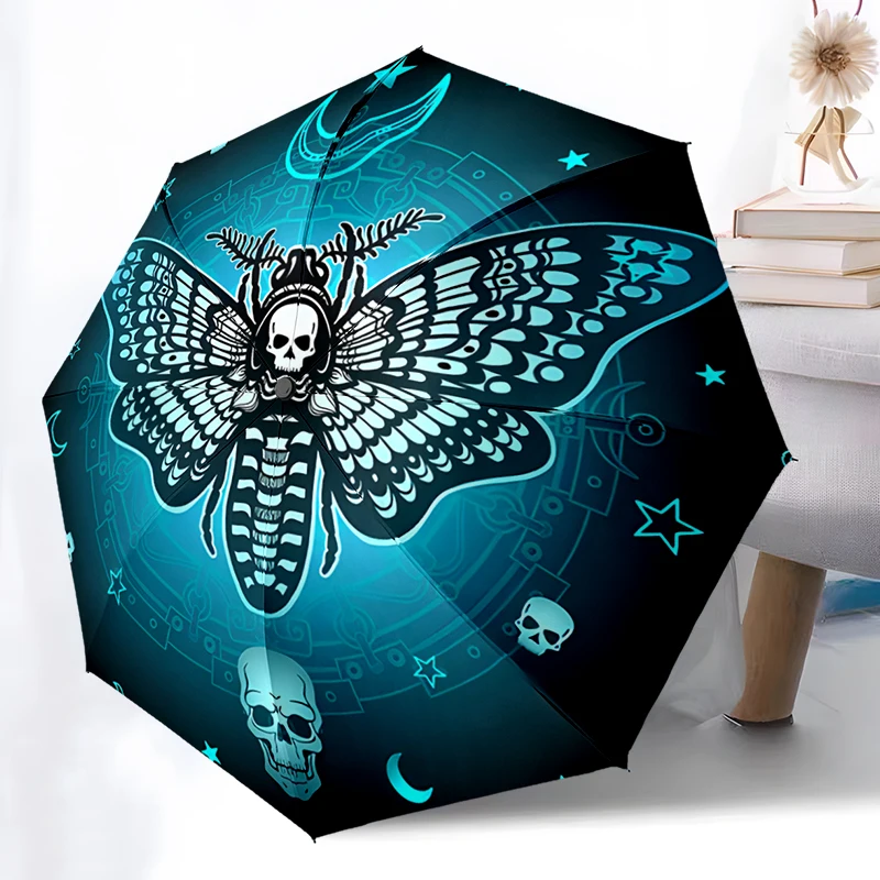 

Складной зонт Witch Gothic Death Moth с автоматическим открытием, дизайн 8, железные ребрышки, пластиковая ручка, складной солнцезащитный козырек, идеальные рождественские подарки