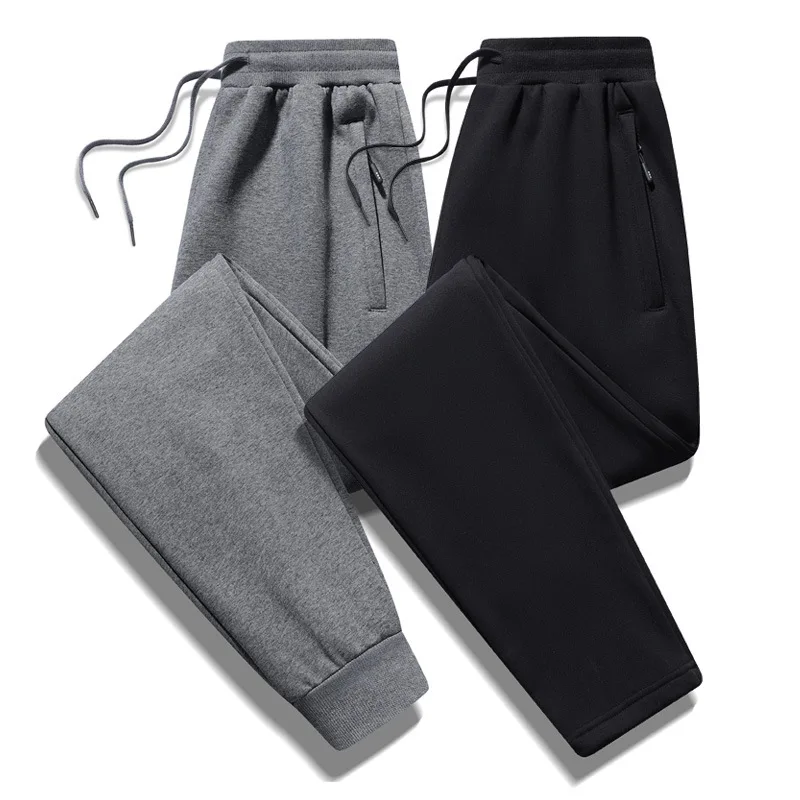 Winter New Men Knitted Sweatpants Thicken Warm Elastic Multi-Pocket Sports Pants Casual Loose Mid-Length Male Trousers