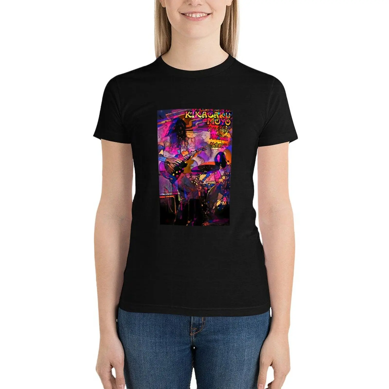 Kikagaku MoyoKogarashiStarlight Alley Kats T-Shirt graphics Blouse cropped t shirts for Women