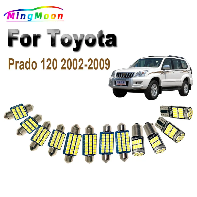 17Pcs LED Bulbs For Toyota Prado 120 LC120 2002 2003 2004 2005 2006 2007 2008 2009 Interior Reading Light Kit Accessories