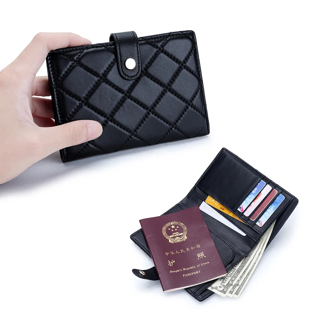 محفظة حامل جواز السفر منقوشة متعددة الوظائف مع جيب نقدي ومحفظة سفر بمشبك رفيع للاستخدام اليومي والسفر #4