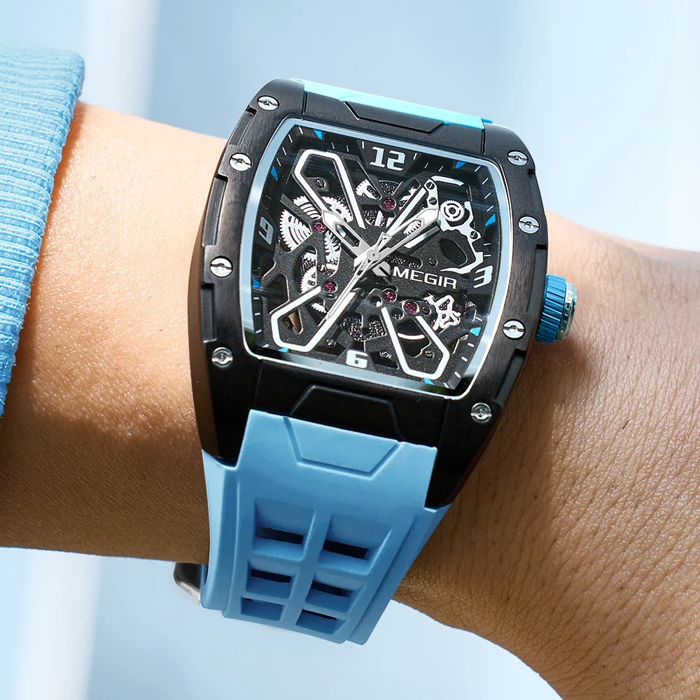 MEGIR Top Luxury Brand Men Quartz Wristwatch Fashion Tonneau Dial Sports Waterproof Luminous Date High Quality Men Watch