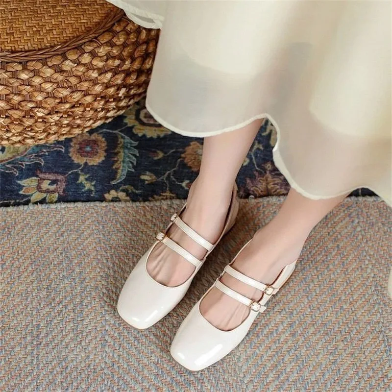 Buty Kobieta 2024 Shallow Mouth Square Toe Elegant Casual Female Sneakers Flats New Comfortable Summer Dress Mary Janes Shoes Wom