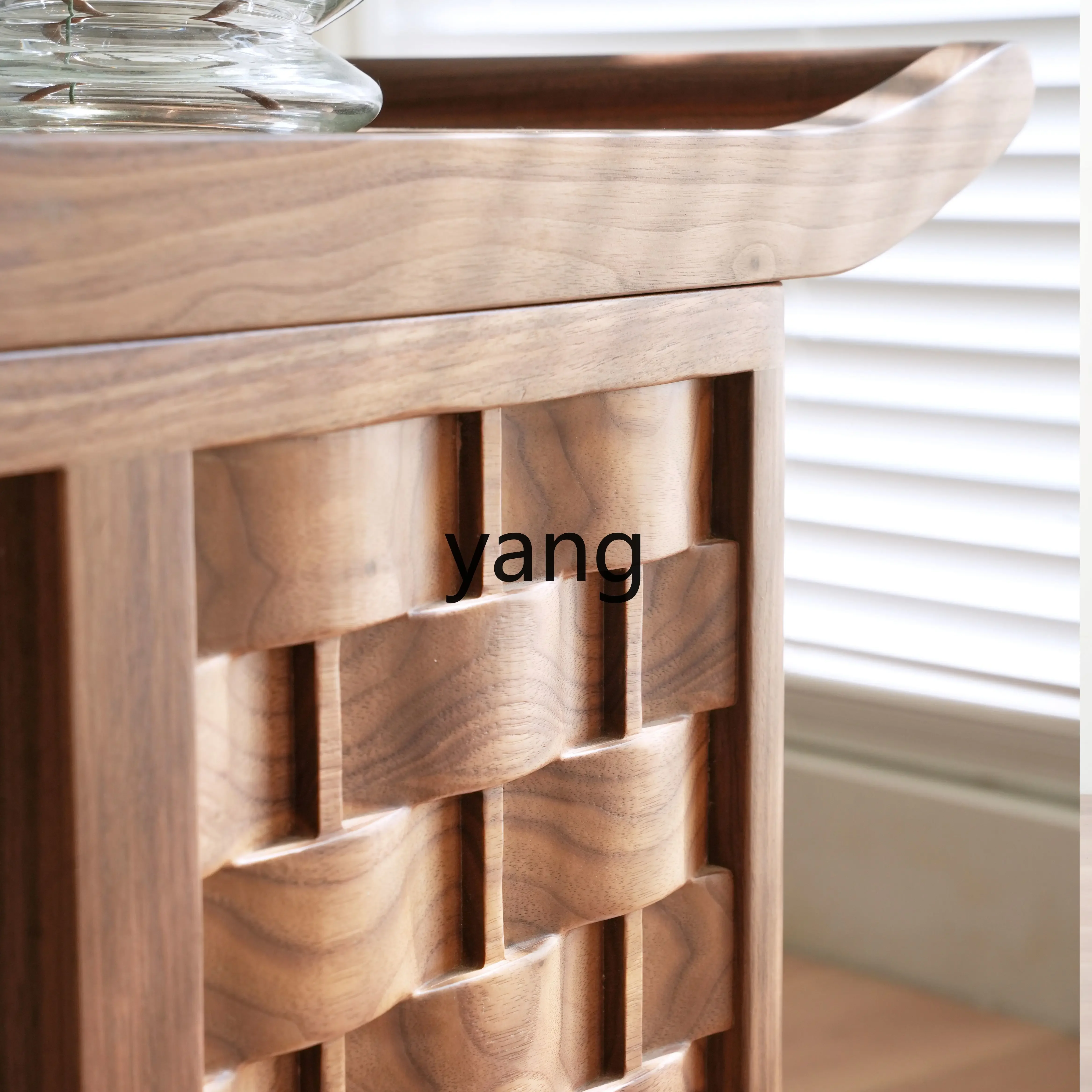 LH  trolley with wheels moving sofa side few solid wood retro light luxury wine cabinet coffee table