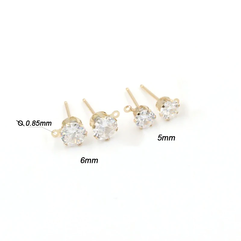 14 Karat Gold gefüllt 6 Zinken Druckknopf Ohrring Post Ohrring Großhandel für Schmuck herstellung DIY Ohrringe Zubehör 5/6mm – Detail 9