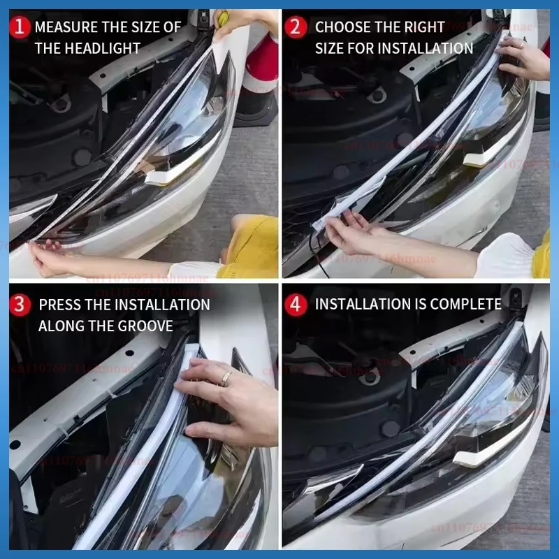 2 قطعة LED سيارة DRL النهار تشغيل ضوء مرنة شريط مقاوم للماء 12 فولت السيارات المصابيح الأمامية الأبيض بدوره إشارة أضواء تدفق الفرامل الصفراء #6