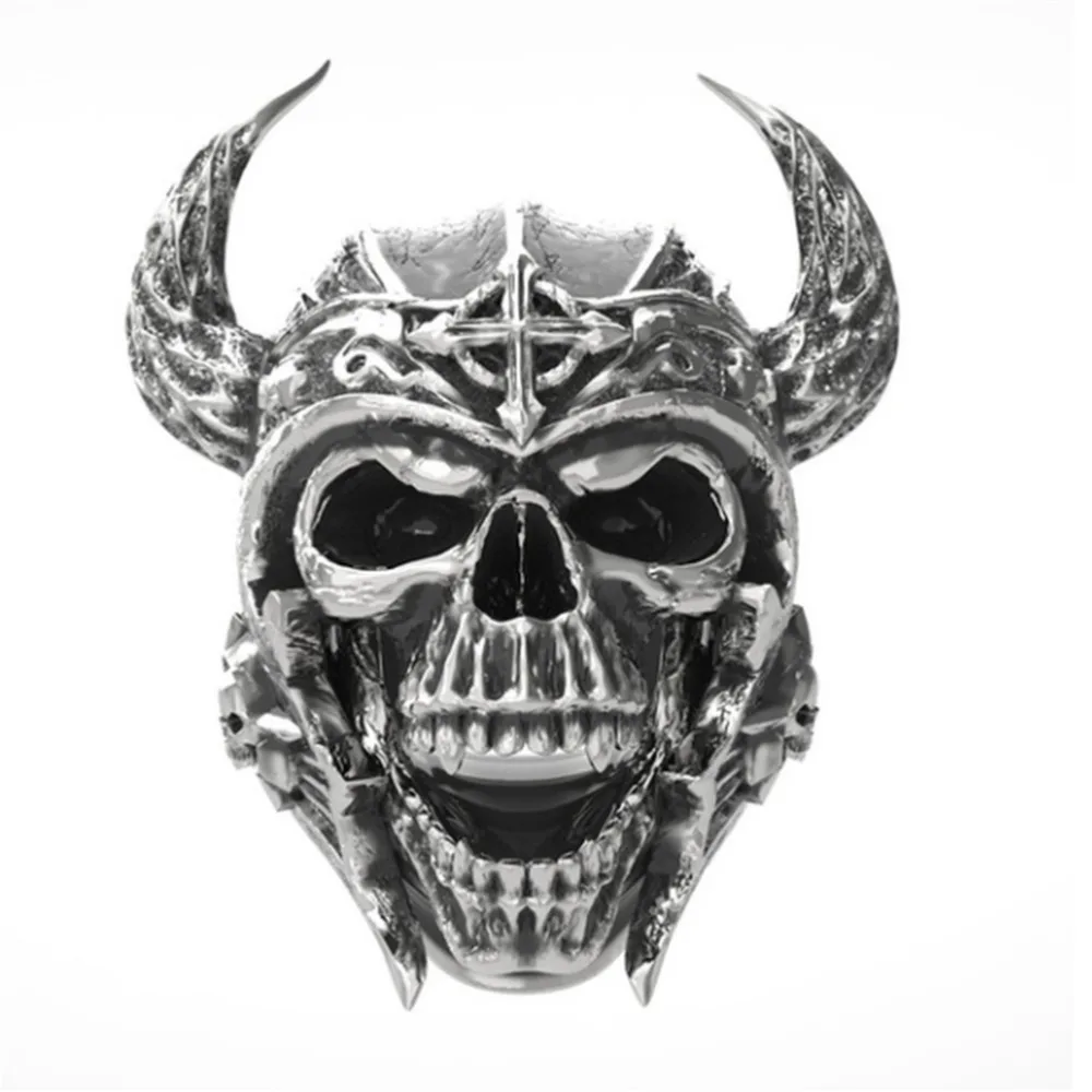 Niche Fashion Simple Special Style Hip-Hop Trend Brother Skull Horn Ring Men's Anniversary Party Holiday Gift Jewelry