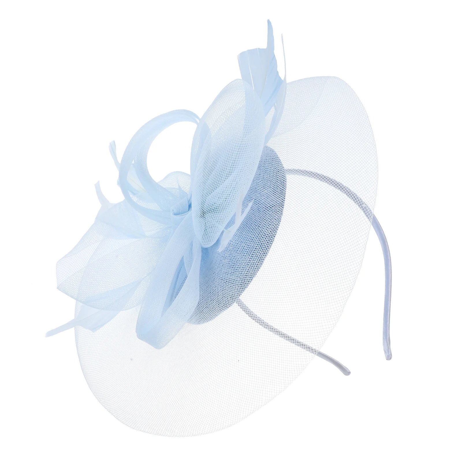 

Bridal Feather Mesh Hair Accessories Hat and Linen Headdress (light Blue) Tea Party for Women Fascinators Banquet Miss