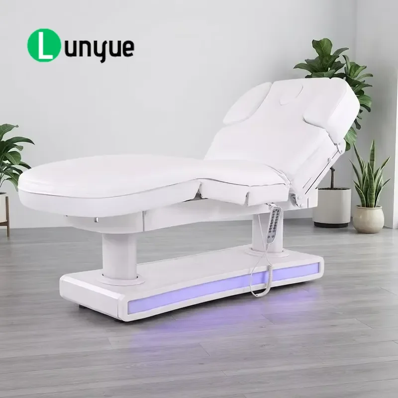 4 Motor Electric Heated Massage Bed with Adjustable 5 Color LED Lights High Density Sponge for Spa Beauty Treatment