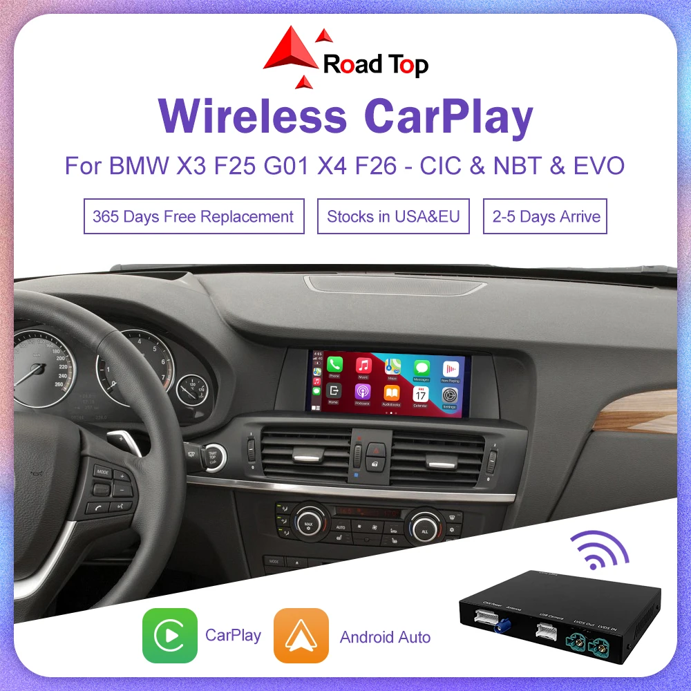 Wireless Apple CarPlay for BMW X3 F25 G01 X4 F26 CIC,NBT,EVO System 2011-2020, with Android Mirror Link AirPlay Carplay Kits