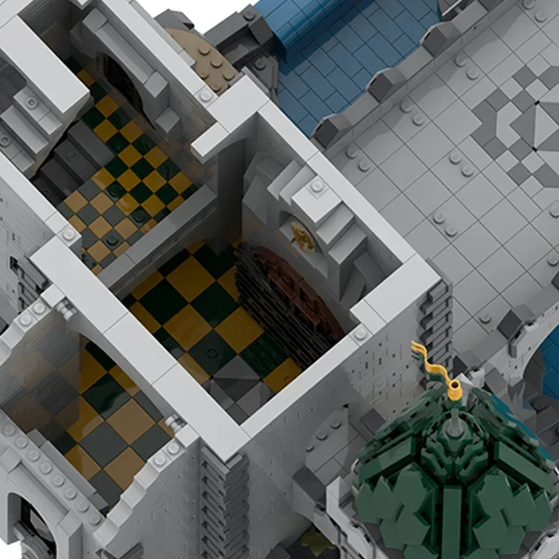 Tijolos técnicos moc fortaleza modelo dragão verde fortaleza modular blocos de construção presentes brinquedos para crianças conjuntos diy montagem