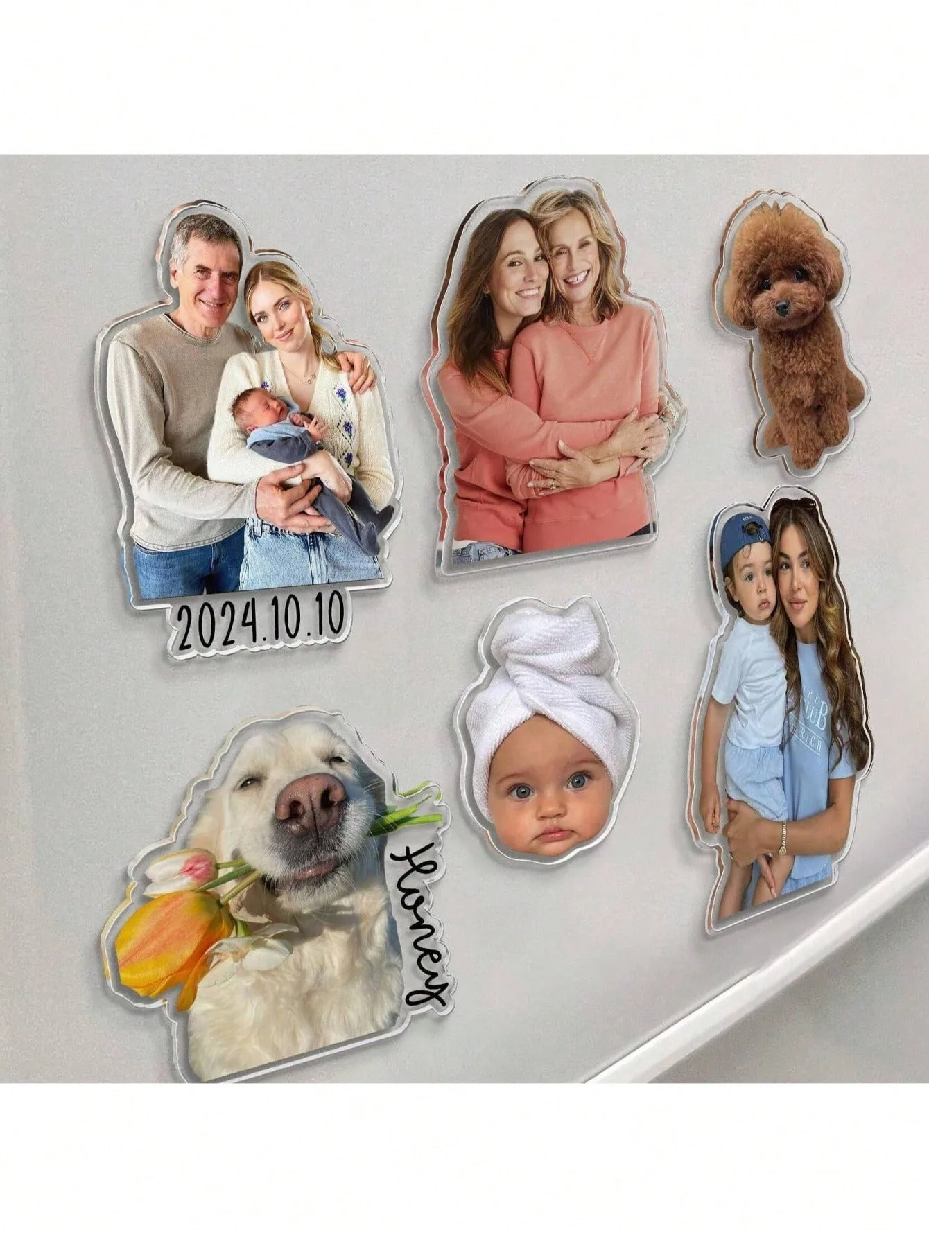 Custom Photo Acrylic Fridge Magnet, Die Cut Refrigerator Magnet, DIY Pet Family Picture, Memorial Home Decor Gift 1/3/5Pcs
