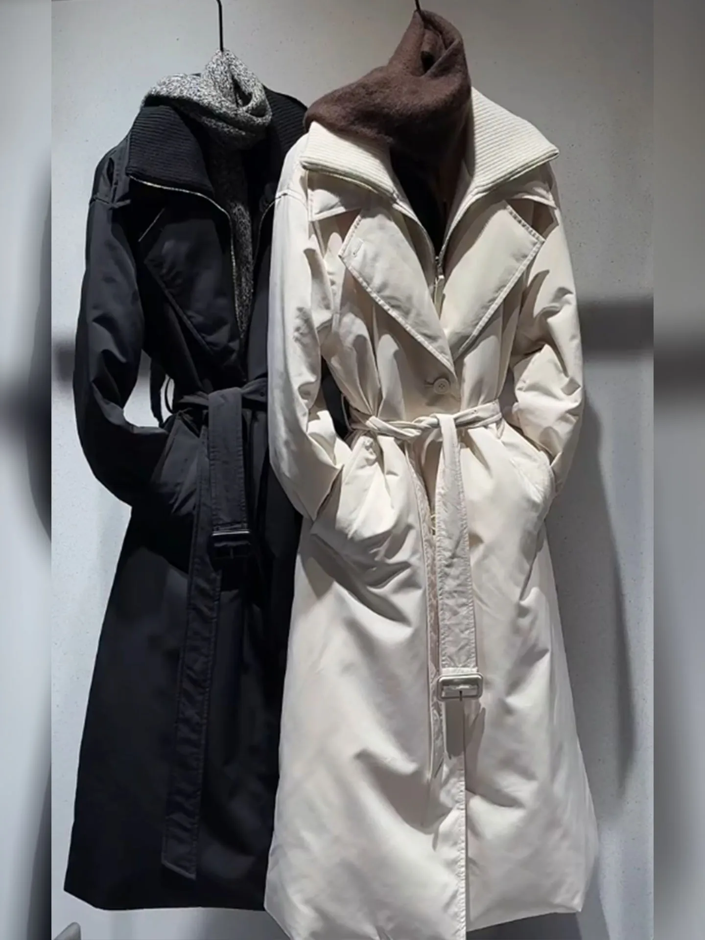 

Ele Knitted Long Waist-Cinching Women's down Jaet Winter 2025 New Sle Commute Faion Korean Loose Fit Polyester Fiber